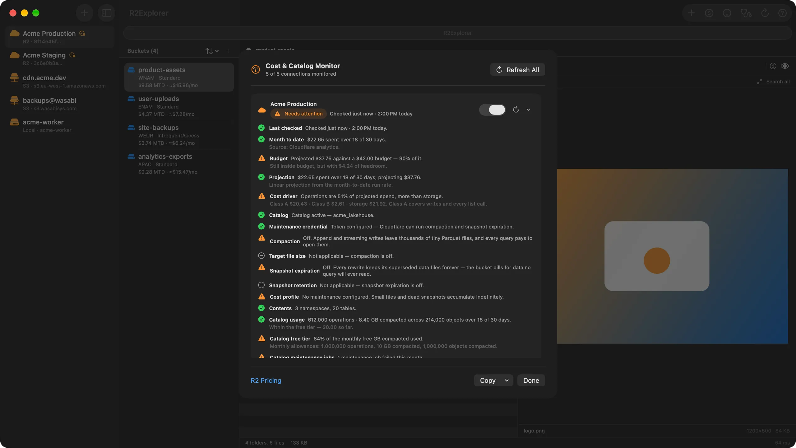Cost & Catalog Monitor